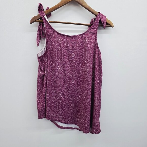 Nanu XL Purple Tie Shoulder Tank Top Sleeveless Scoop Neck Boho Festival Casual - Picture 4 of 11